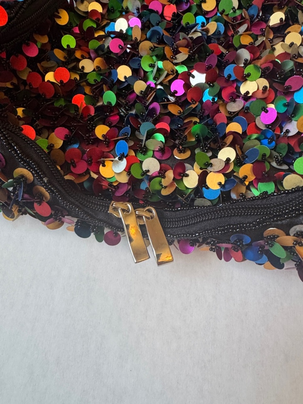 Vintage Nicole Lee Collection Bright Multi-Color Sequin Zip Handbag Shoulder Bag - Picture 2 of 5